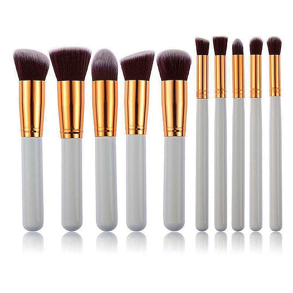 Kit 10 pinceis de maquiagem Pinceis esfumar contorno Kabuki profissional - Imagem 4