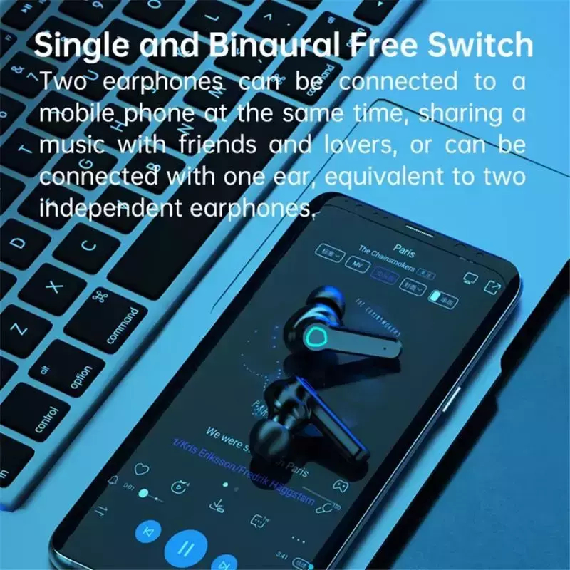Fones de ouvido sem fio Bluetooth, M19 TWS 5.0 cancelamento de ruído, IPX7 impermeável, display digital LED, bateria grande, som esportivo - Imagem 2