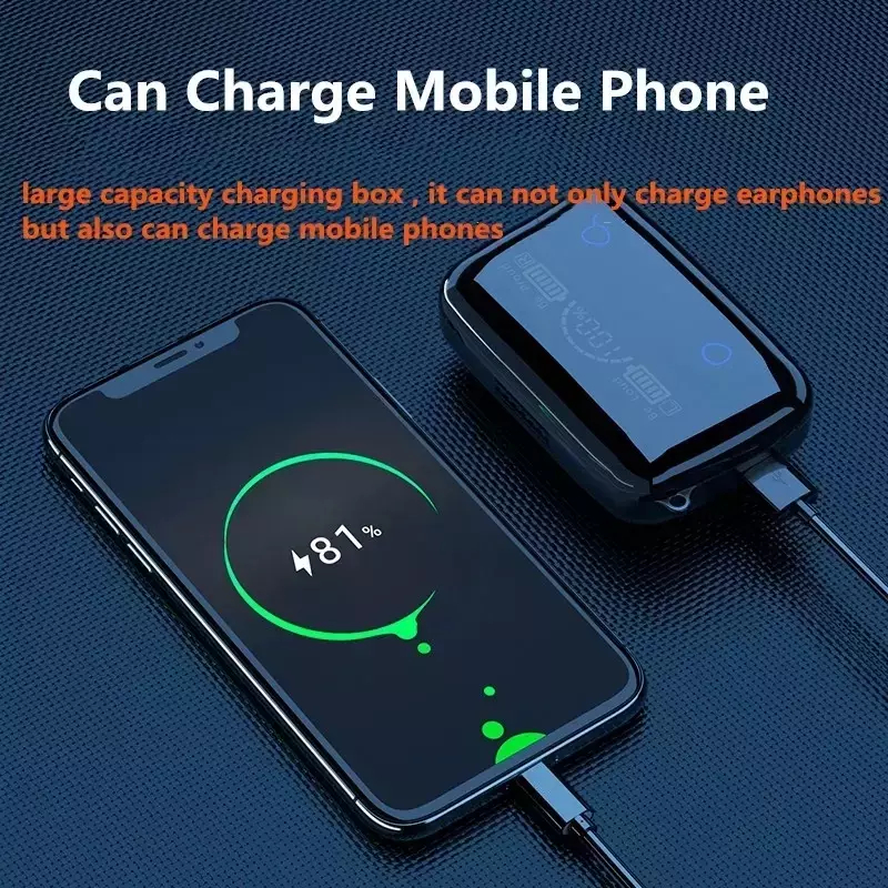 Fones de ouvido sem fio Bluetooth, M19 TWS 5.0 cancelamento de ruído, IPX7 impermeável, display digital LED, bateria grande, som esportivo - Imagem 4