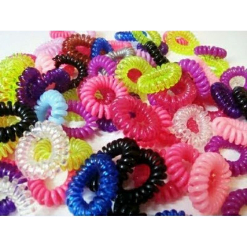 Kit 50 Rabicó Xuxinha Mola de Cabelo Fio de Telefone Pulseira. - Imagem 2