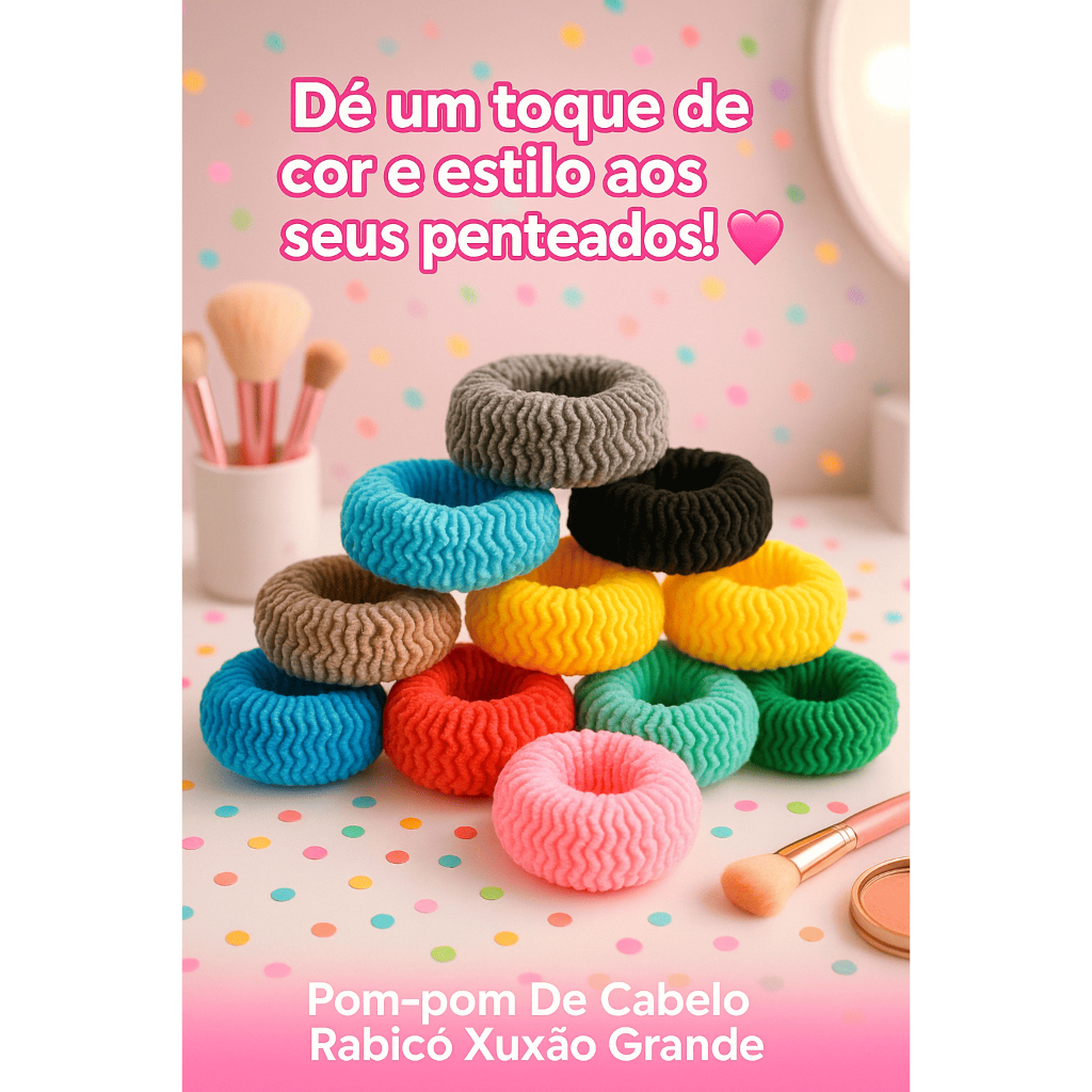 Pom-pom De Cabelo Rabicó Xuxão Grande Fofo 07 Peças