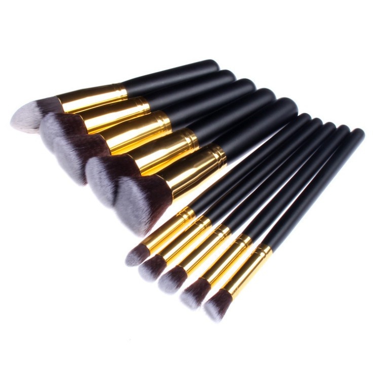 Kit 10 pinceis de maquiagem Pinceis esfumar contorno Kabuki profissional - Imagem 3
