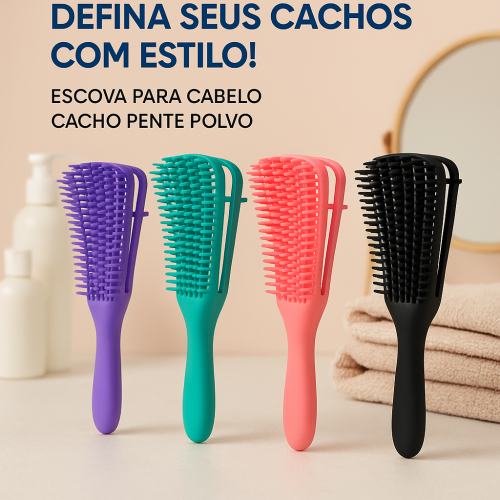 Escova Para Cabelo Cacho Pente Polvo